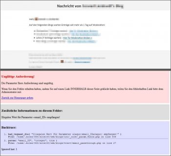 bad_request_die - LInk Problem in Message Post Moderation
