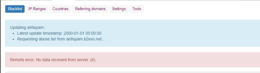Antispam will not update