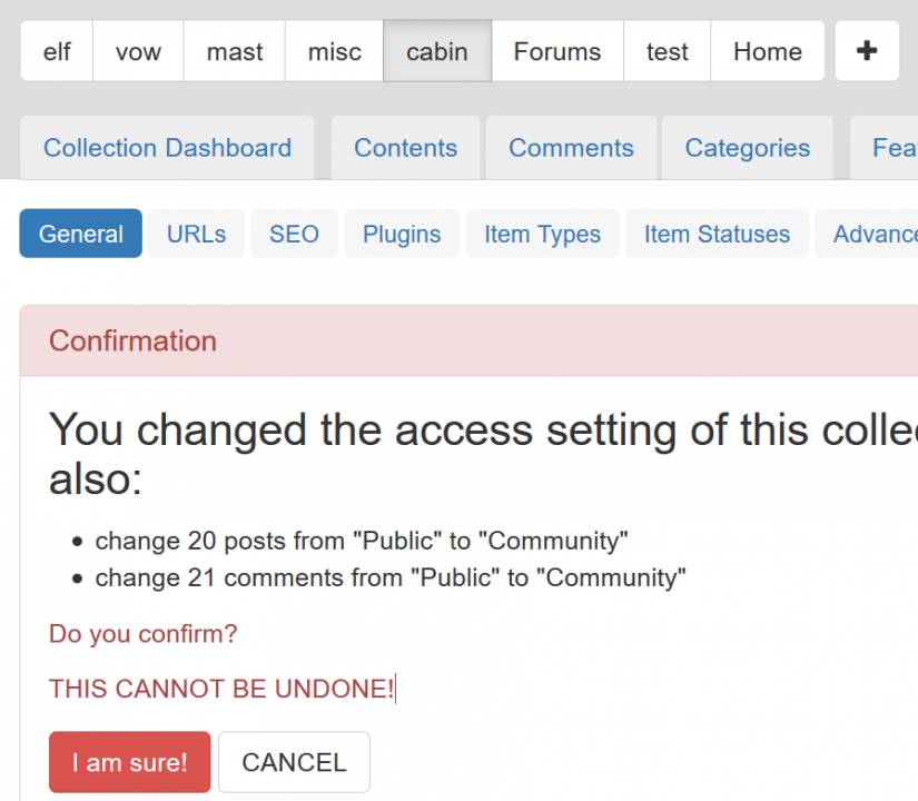 Changing collection permissions from public to members