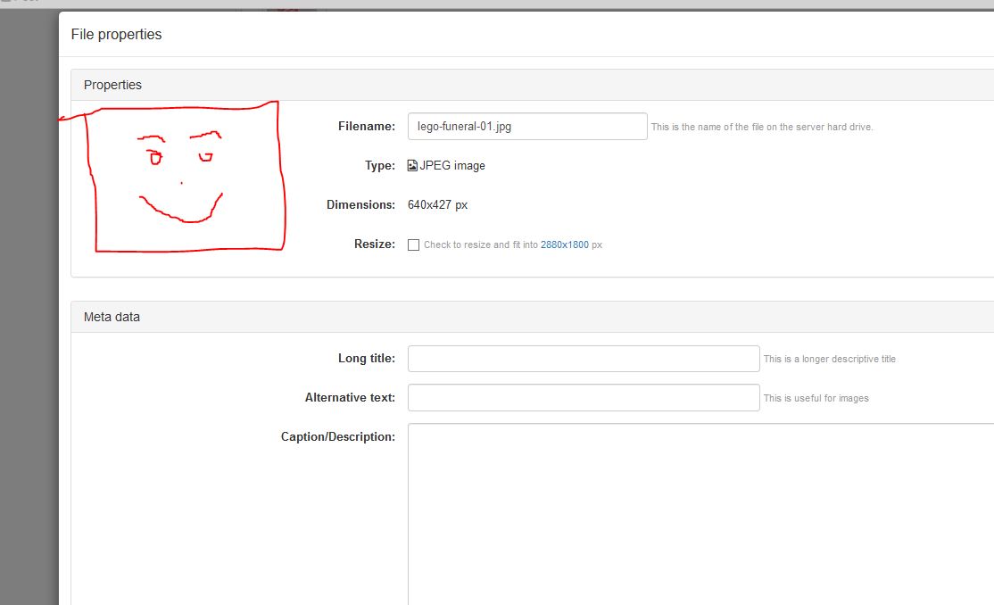 Edit file properties with thumbnail preview