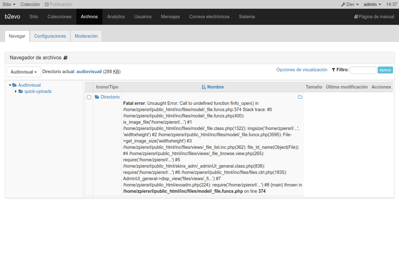 7.1.5-stable Errors managing files