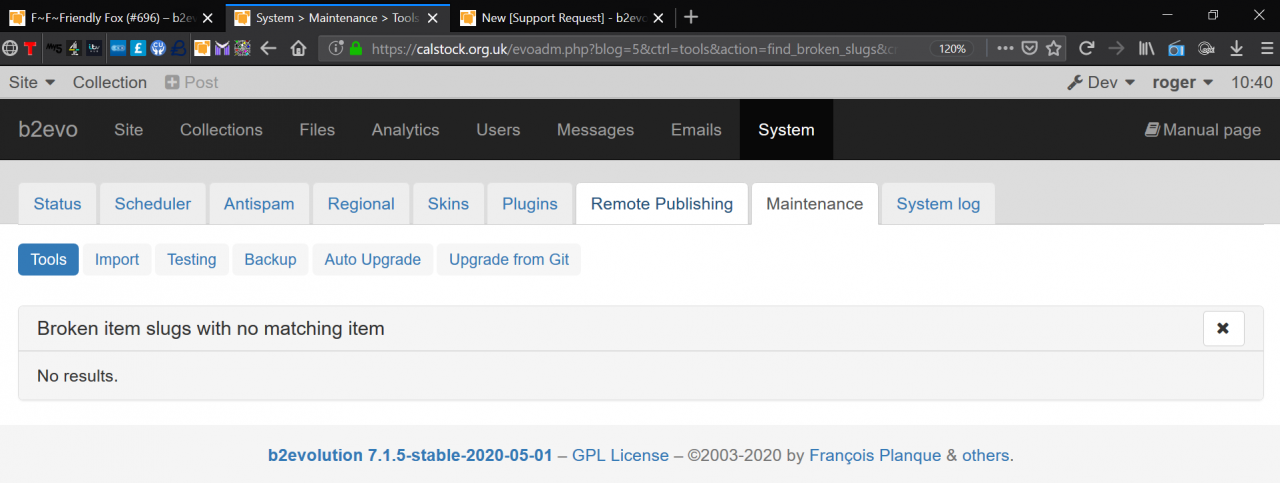 Cleanup Tools: [Back to tools menu]  button not available.
