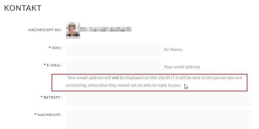 Content Block for Information according to GDPR for Contact Form