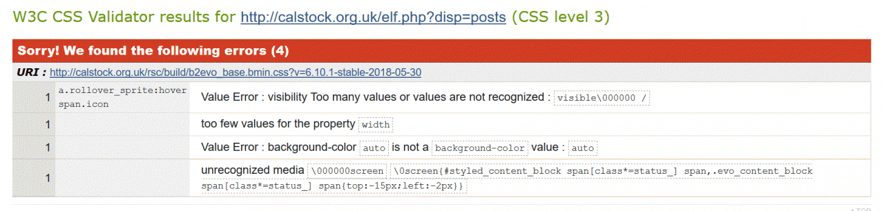 W3C CSS Errors v6.10.1