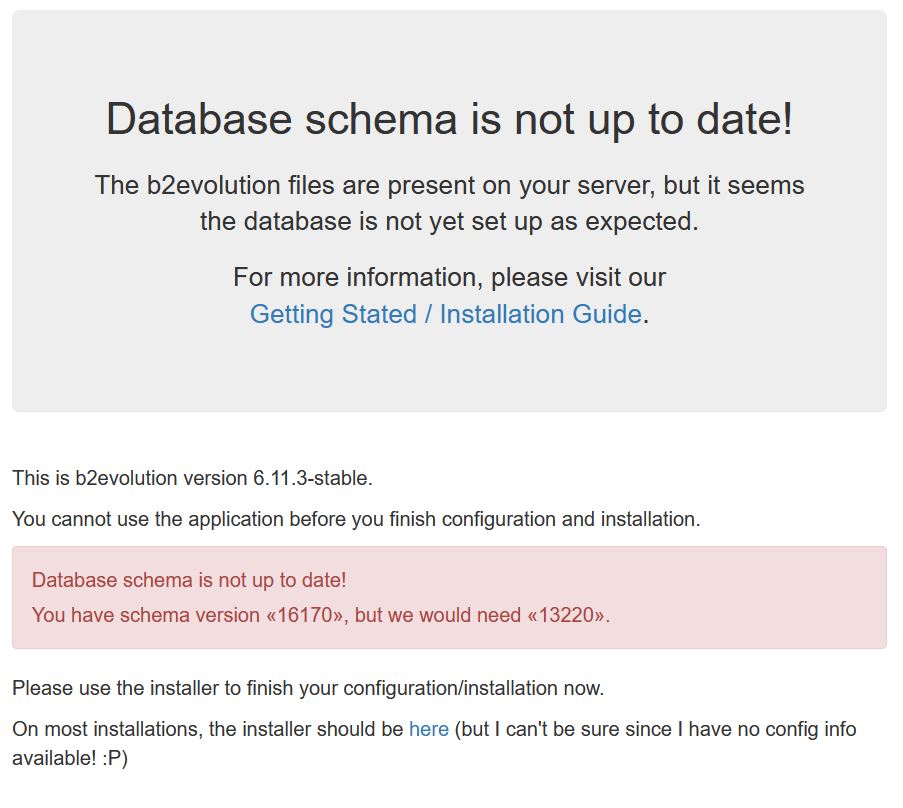 Repeated upgrade failures and now at Database schema is not up to date!