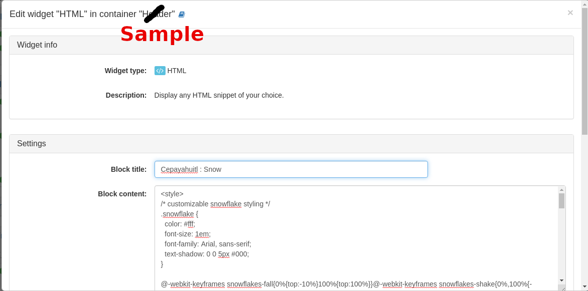 Sample HTML widget